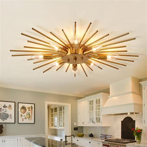 Semi Flush Mount 8 Light Ceiling Light Modern Metal Ceiling Lighting ...