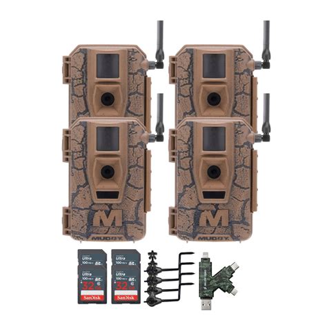 Muddy Mitigator Cellular 24MP Imaging Trail Camera (4-Pack) Bundle with Trail Camera Holder (4 ...