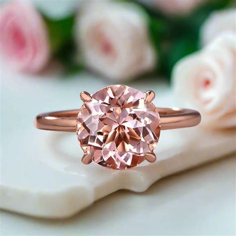 Round Cut Morganite Pink Engagement Ring from Black Diamonds New York