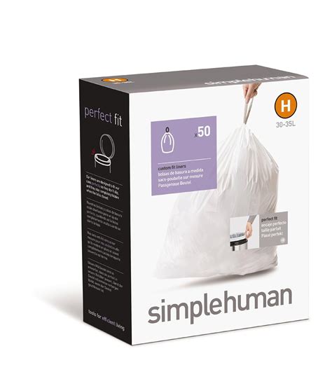 simplehuman Custom Fit Trash Can Liner H, 30-35 L / 8-9 Gal, 50-Count ...