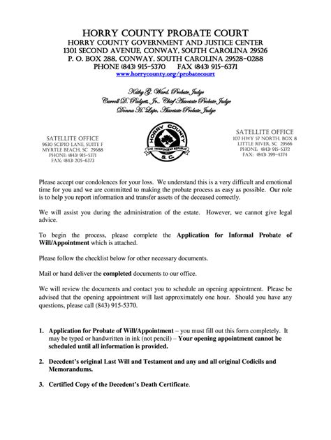 Horry County Sc Probate Court Forms - CourtForm.net