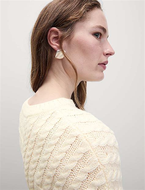 Buy Cable Knit Tipped Detail Relaxed Jumper at Marks & Spencer
