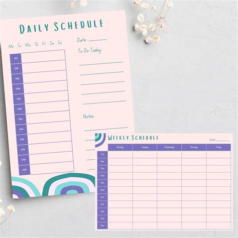 Buy Printable Daily Schedule Weekly Schedule Pastels Daily & Weekly ...