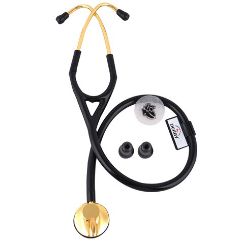 Dr. Tech Cardiology Gold Black Stethoscope Heart Beat Monitoring Chest ...