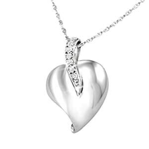 Kiara Women's Silver American Diamond Simple Heart Shape Pendant # ...