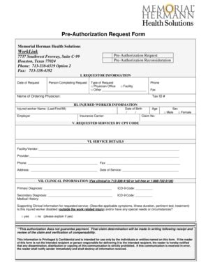 Memorial Hermann Prior Authorization Form - Fill Online, Printable ...