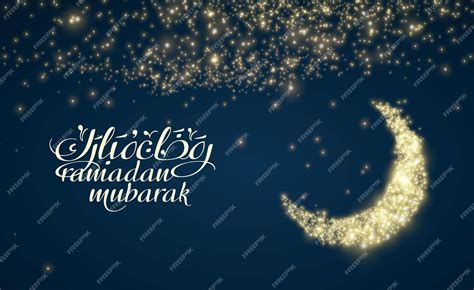 Premium Vector | Ramadan mubarak in arabic calligraphy greetings with ...