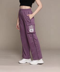 Roadster Self Design Women Purple Track Pants - Buy Roadster Self ...