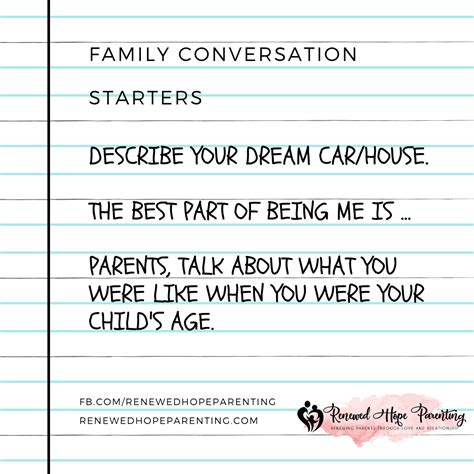 Easy Family Conversation Starters - Renewed Hope Parenting