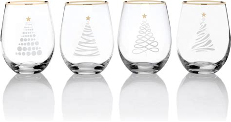 Amazon.com | Celebrations by Mikasa Holiday Christmas Trees Stemless ...