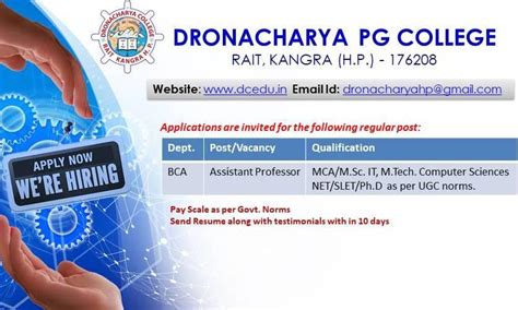 Vacancy in Dronacharya college | Dronacharya PG College of Education
