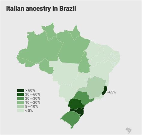 Map of Italian ancestry in Brazil in all 15% of... - Maps on the Web