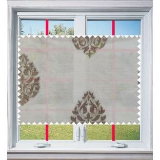 Brown gold color damask design poly sheer curtain - 1035784