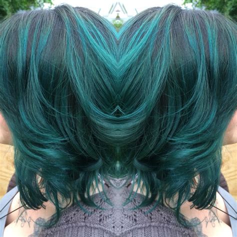 Emerald green hair painted ombre. | Hair painting, Dip dye hair, Green ...