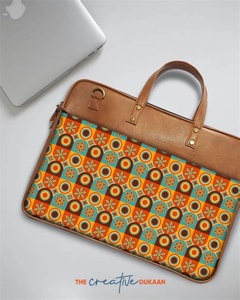 Geometric Vector Design Vegan Leather Laptop Bag for Men – Creative Dukaan