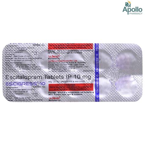 Escigress-10 Tablet 10's Price, Uses, Side Effects, Composition ...