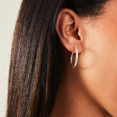 Accessorize London Women Sterling Silver-Plated Diamond Cut Hoops