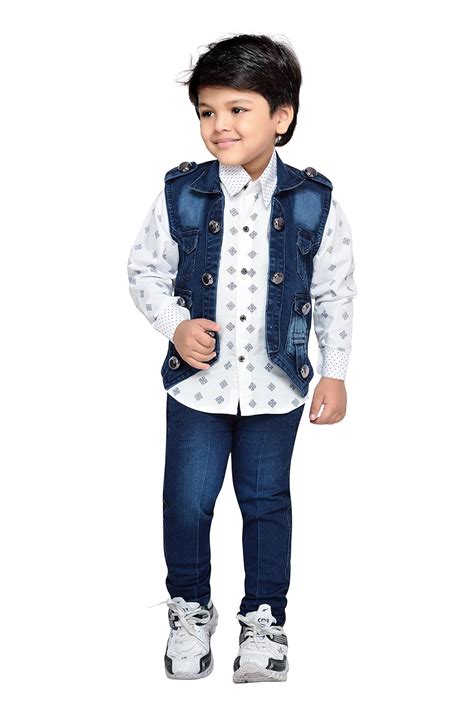 AJ DEZINES Kids Cotton Blend Full Sleeve Blue Shirt & Denim Jeans ...