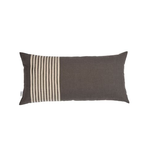 Abaca Charcoal and Natural Linen Lumbar Cover - Studio Abaca