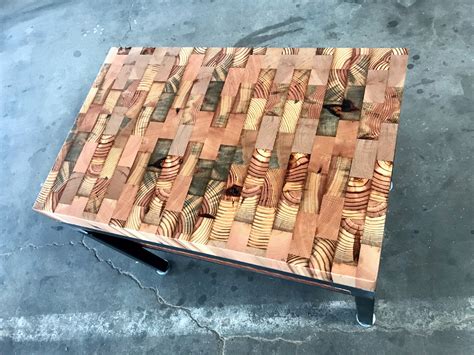 End Grain Butcher Block Reclaimed Wood End Table