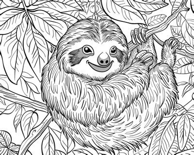 Sloth Coloring Pages for Kids