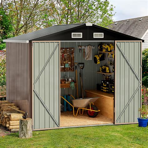YODOLLA Aluminium 4.2' x 7' Durable Garden Storage Shed with Lockable ...