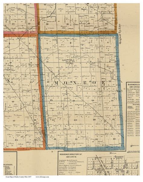 Monroe, Ohio 1857 Old Town Map Custom Print - Darke Co. - OLD MAPS