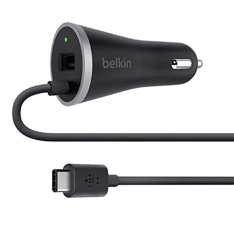 Belkin 3 Amp / 15 Watt Usb Type C Car Charger With 4-Foot Hardwired Usb ...