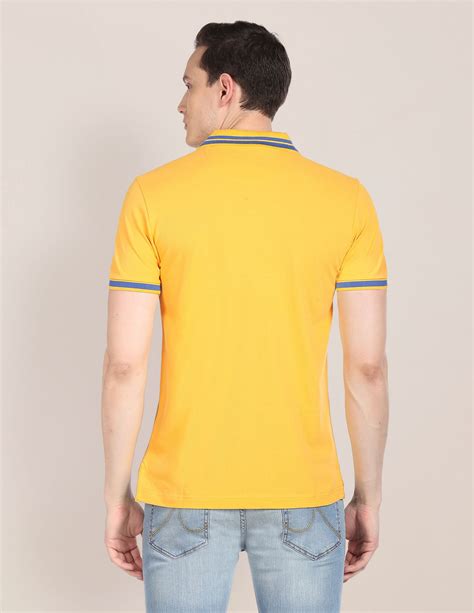 Men Yellow Striped Collar Cotton Pique Polo Shirt – U.S. Polo Assn. India
