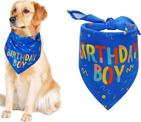 Dog Birthday Bandana,Dog Birthday Boy Bandana Triangle Scarf for Small ...