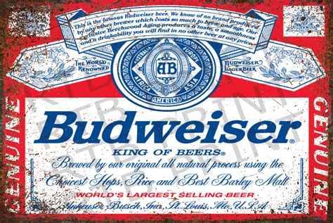 Budweiser Vintage A4 Metal Sign – RTB Print & Design