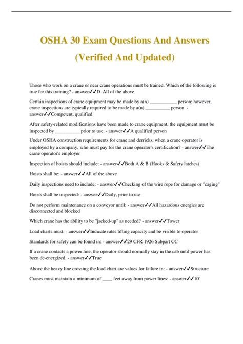 OSHA 30 Exam Questions And Answers (Verified And Updated) - Osha 30 ...