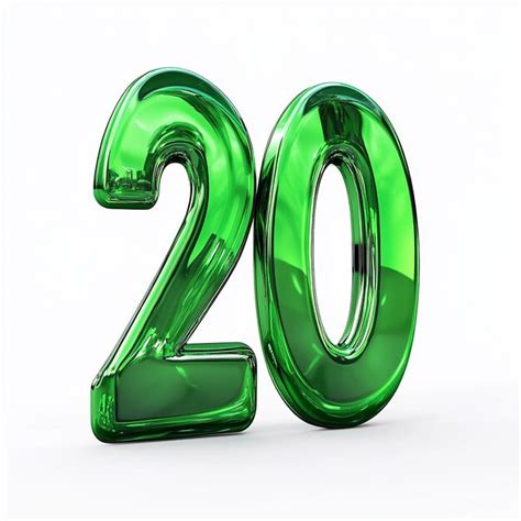 3d green number 20 isolated on white background | Premium AI-generated ...