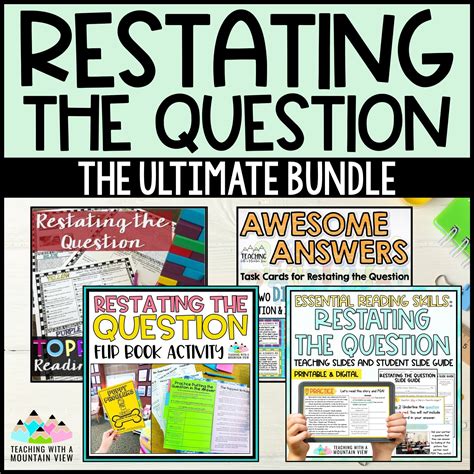 Restating the Question Activities and Lessons BUNDLE - Teaching with a ...