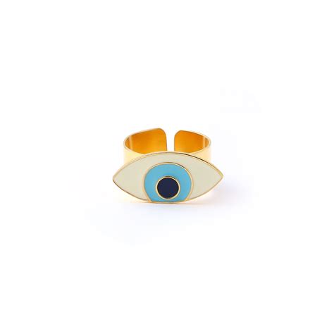 Evil eye adjustable ring - Ivory Gold – AZGA