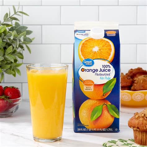 Buy Great Value No Pulp 100% Pure Orange Juice, 59 fl oz Online at ...