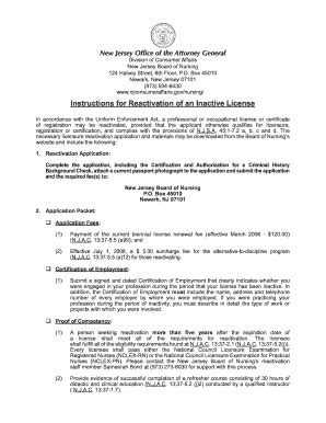 NJ Application to Reactivate an Inactive License - Complete Legal ...