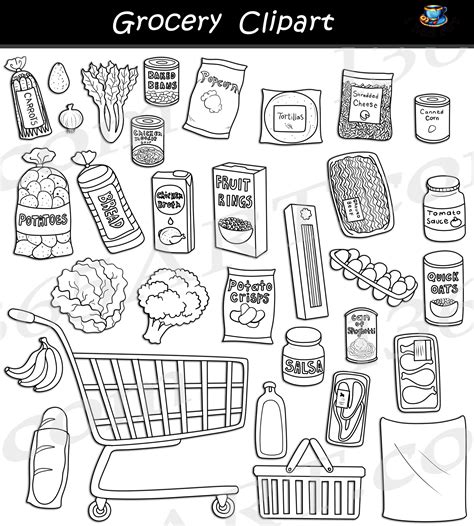 Grocery Shopping Cart Clipart Set Download - Clipart 4 School