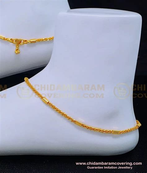Buy 1 Gram Gold Light Weight Simple Daily Wear Designer Chain Anklet Online
