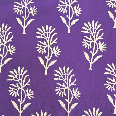Pure Cotton Dabu Purple With White Big Flower Design Hand Block Print ...