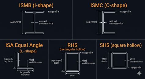 Steel Section Weight Chart Hindi — ISMB, ISMC, ISA, SHS, RHS ...