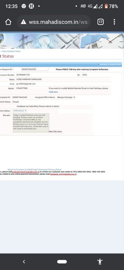 Mahadiscom / MSEB / MSEDCL — Pole leaning consumer no[protected]