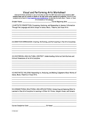 Fillable Online Visual and Performing Arts Worksheet - skymountaincsorg ...