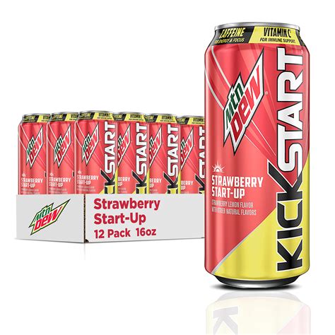 Mountain Dew Kickstart Strawberry Start-Up (16 Ounce Cans, Pack of 12 ...