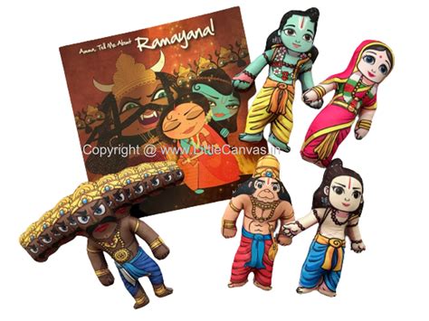 Ramayana Plush Dolls (Set of 5 : Lord Ram , Lord Lakshman , Lord Hanum ...