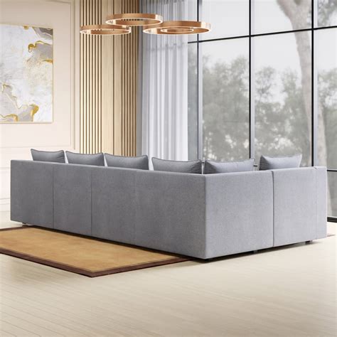 Buy Chrono Fabric 5-Seater Corner Sofa with Ottoman - Grey from Home ...