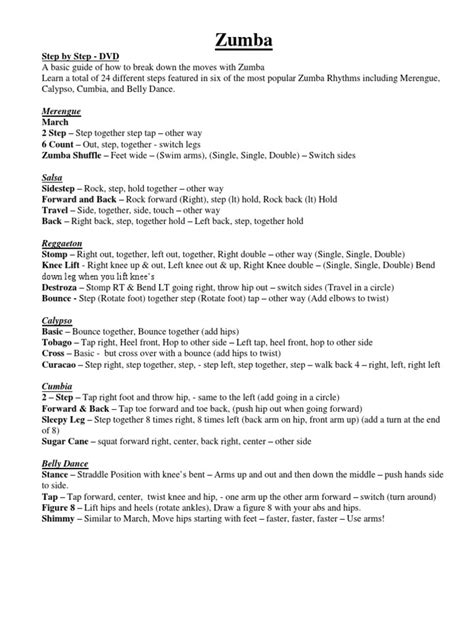 Zumba Step by Step Dance Steps | PDF