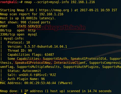 MySQL Penetration Testing with Nmap - Hacking Articles