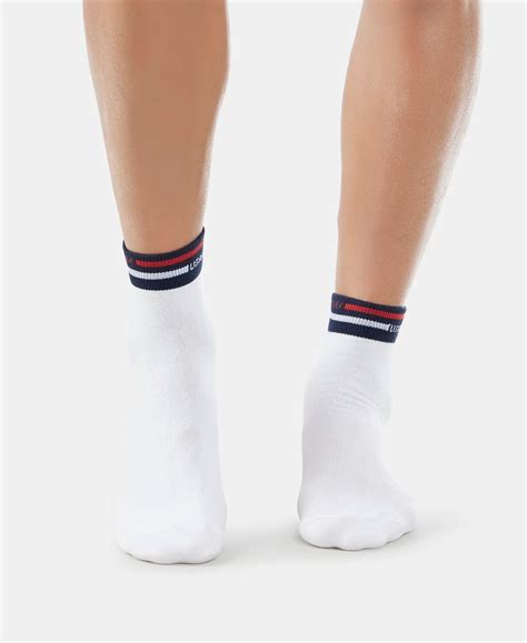 Buy Compact Cotton Ankle Length Socks with StayFresh Treatment - White ...