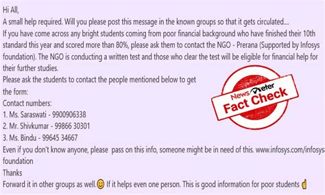 Fact Check: No, Infosys Foundation does not support NGO Prerana